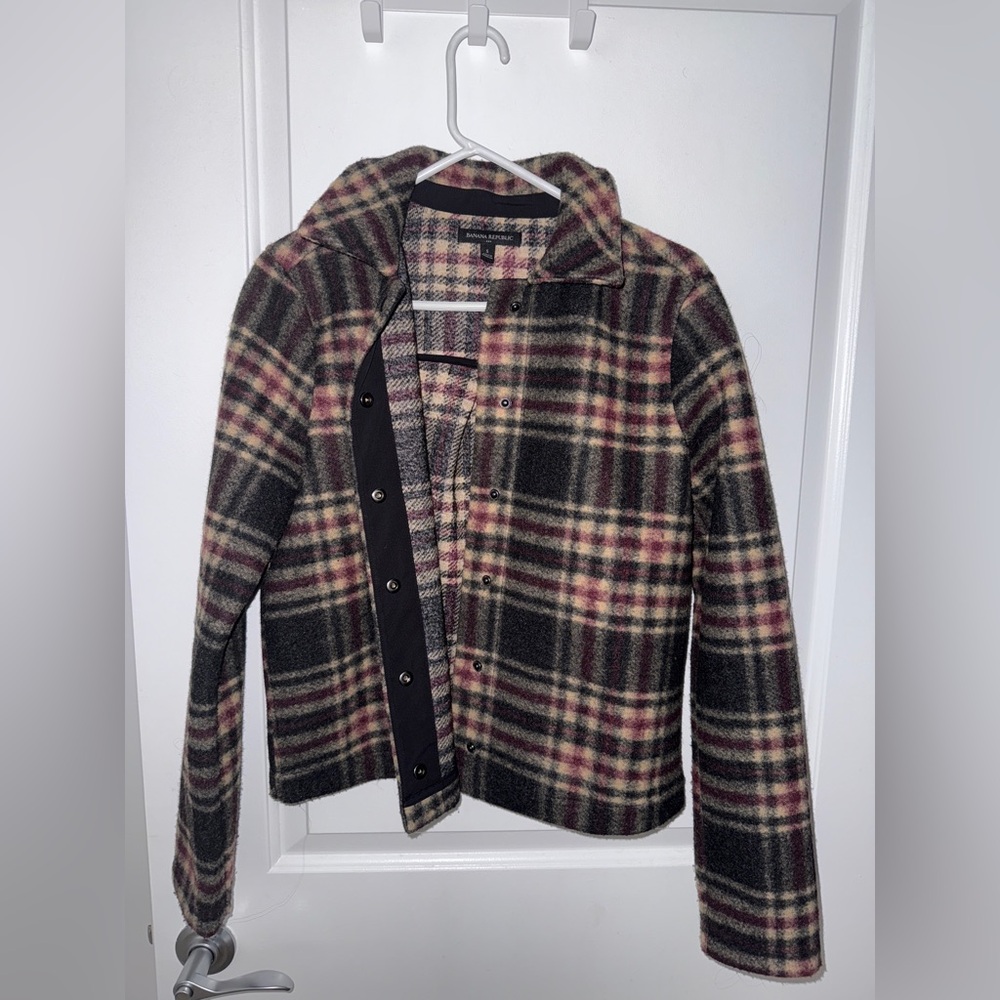 Banana Republic Checkered Wool Blend Coat